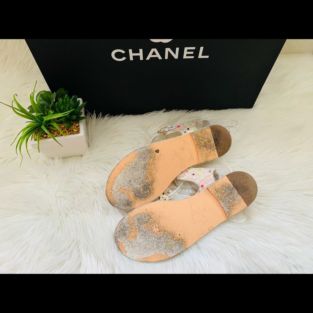 🍾🥂2xHost Pick🥳Chanel Tweed Summer Bliss Sandals - Picture 5 of 8